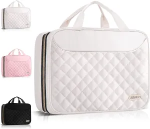 Travel Toiletry Bag for Women, Makeup Travel Bag with Hanging Hook and Waterproof, Cosmetic Bags Organizer for Shampoo, Makeup Accessories, for Business Trips, Travel, Overnight Stays, Beige