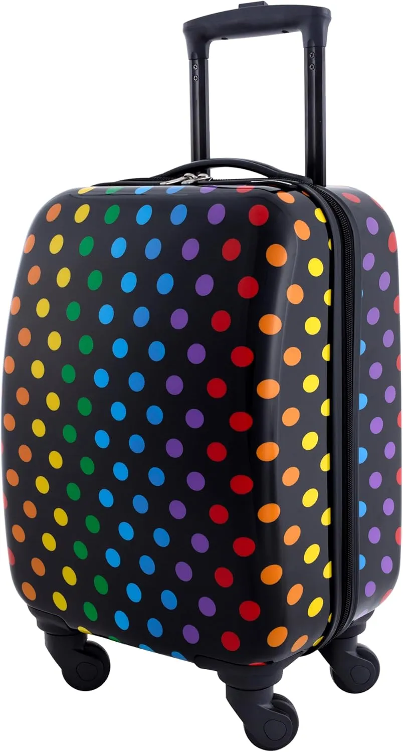 Travelers Club 5 Piece Kids' Luggage Set, Black Polkadot