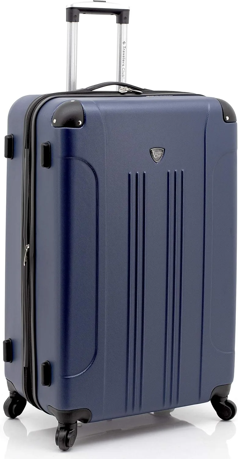 Travelers Club Chicago Hardside Expandable Spinner Luggage, Navy Blue, 3 Piece Set