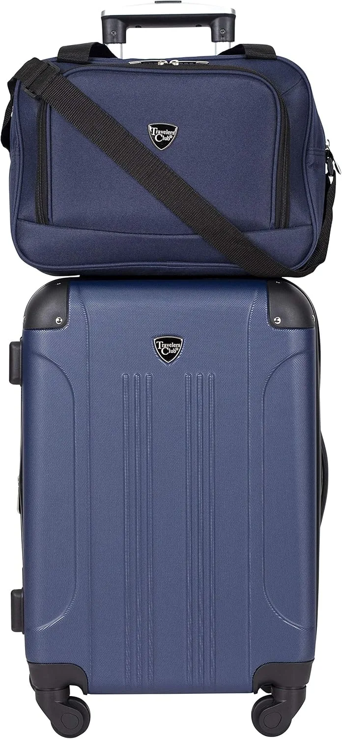 Travelers Club Chicago Hardside Expandable Spinner Luggage, Navy Blue, 3 Piece Set