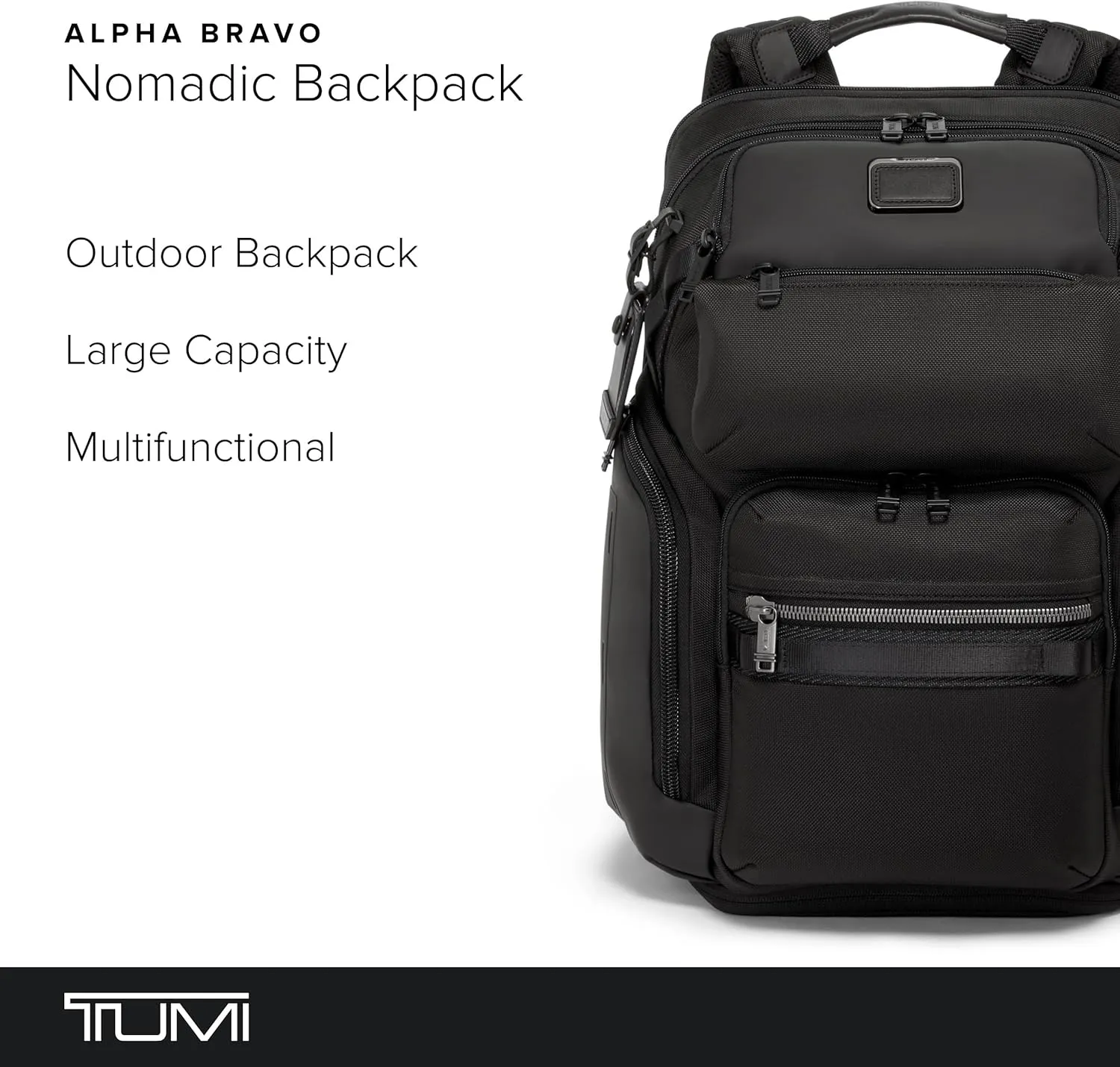 TUMI - Alpha Bravo Nomadic Backpack - Durable Carry On Backpack - 18.8" X 15.0" X 9.0" - Fits up to 15" Laptop - Black