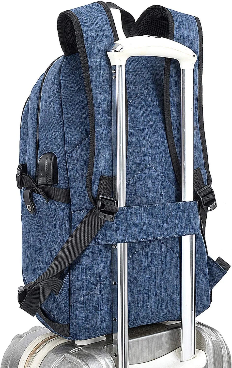 Tzowla Business Laptop Backpack Anti-Theft Backpack with USB Charging Port and Lock 17.3 Inch Computer Backpacks for Women Men, Casual Hiking Travel Daypack (Blue)