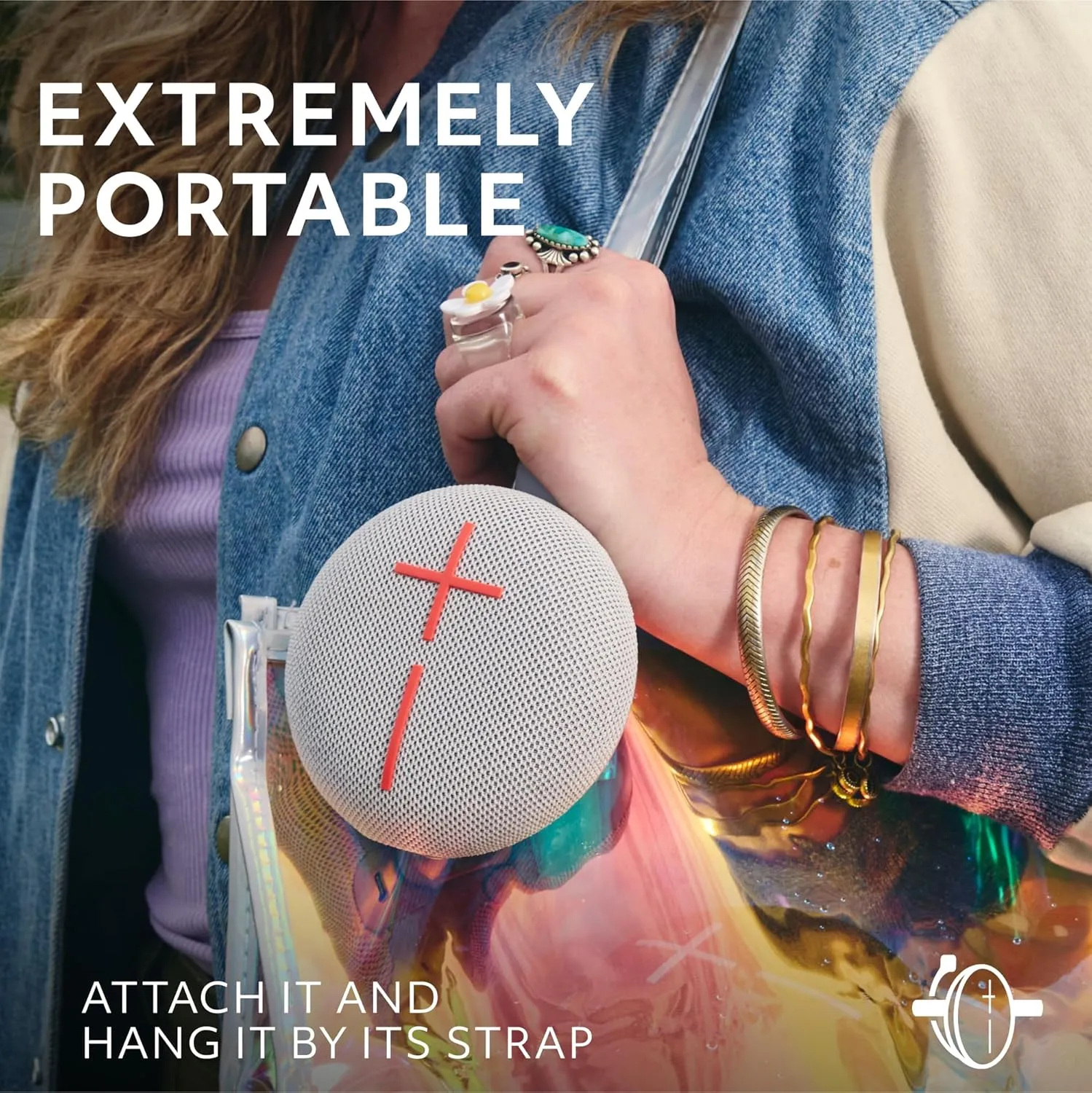 Ultimate Ears MINIROLL Ultra-Portable Waterproof Bluetooth Speaker, Big Bass, IP67 Dustproof, 131 ft (40 m) Range - Revive Grey