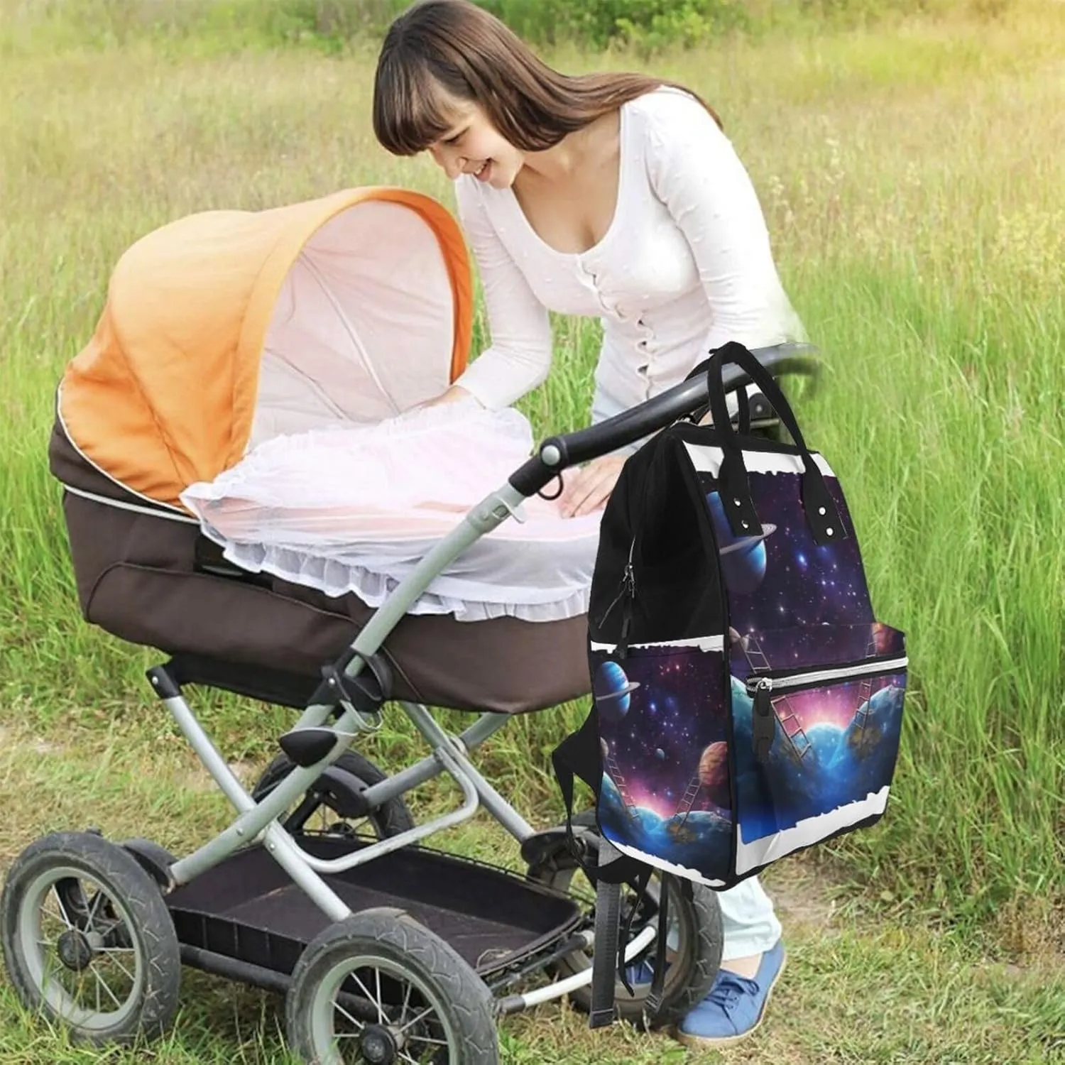 Universe Scene with Stars Sky Diaper Bag Backpack for Women Waterproof Mummy Backpack Large Nappy Bag Nursing Bag