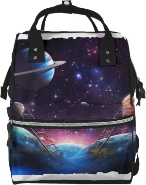 Universe Scene with Stars Sky Diaper Bag Backpack for Women Waterproof Mummy Backpack Large Nappy Bag Nursing Bag