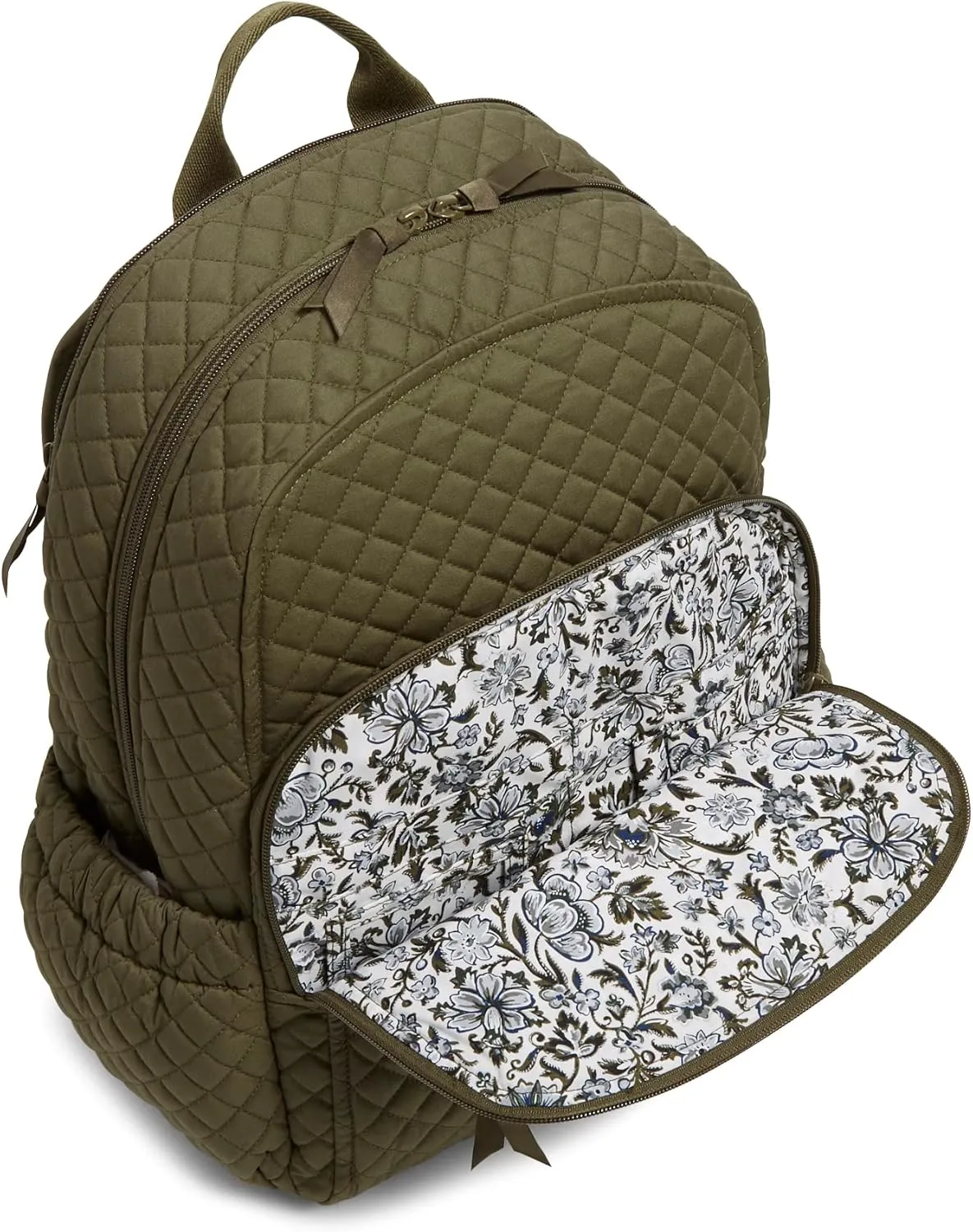 Vera Bradley Women's Cotton Campus Backpack, Climbing Ivy Green - Recycled Cotton, One Size