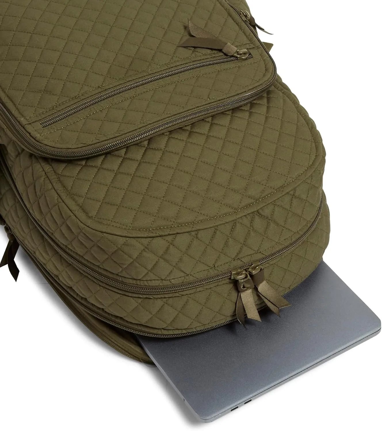 Vera Bradley Women's Cotton Campus Backpack, Climbing Ivy Green - Recycled Cotton, One Size