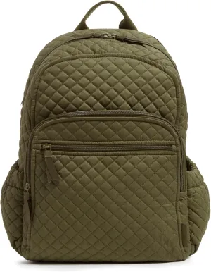 Vera Bradley Women's Cotton Campus Backpack, Climbing Ivy Green - Recycled Cotton, One Size