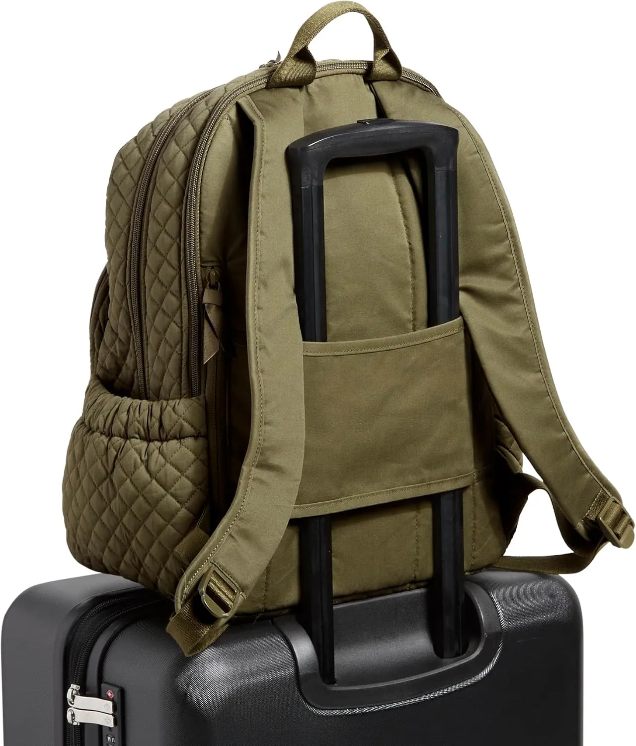 Vera Bradley Women's Cotton Campus Backpack, Climbing Ivy Green - Recycled Cotton, One Size