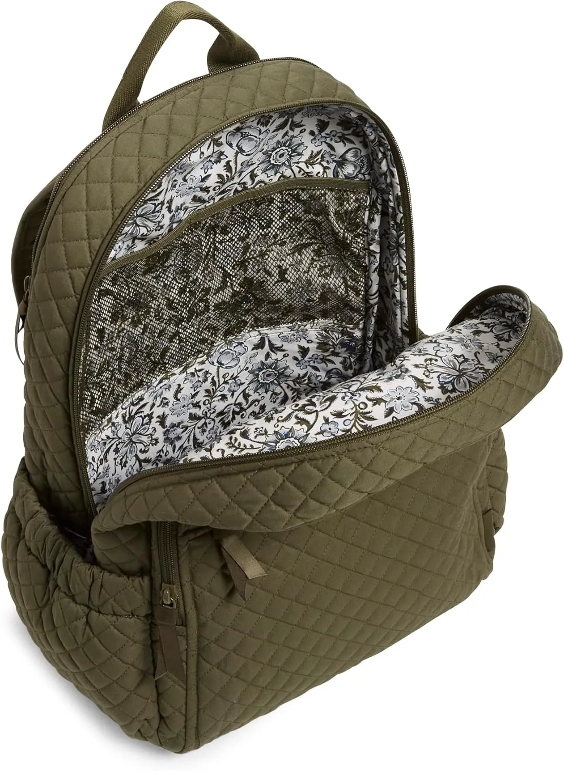 Vera Bradley Women's Cotton Campus Backpack, Climbing Ivy Green - Recycled Cotton, One Size