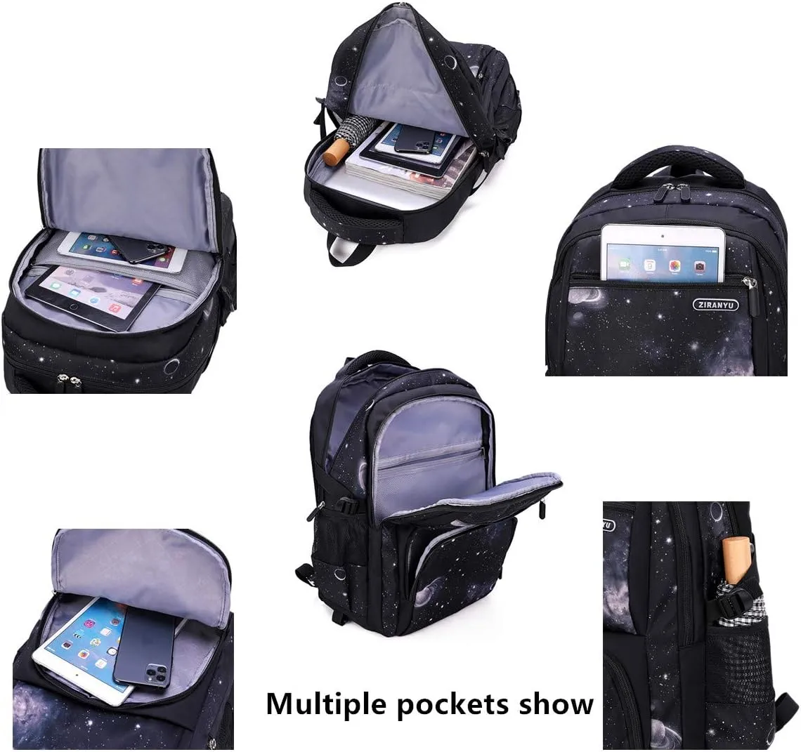 VIDOSCLA Elementary Galaxy Teens Rolling Backpack Kids Boys Luggage with Wheels Trolly BookBag for School-6 Wheels