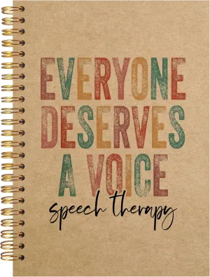 VNWEK Everyone Deserves a Voice Speech Therapy Spiral Notebook Journal 5.5 x 8.3 inches,Colorful Lined Hardcover Spiral Notebook,Speech Language Pathologist Gifts,Speech Therapy Gift SLP Gift kraft paper