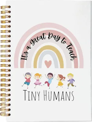 VNWEK Teacher Gifts,Teacher Notebook,Kindergarten Teacher Gifts,Teacher Record Book,Teacher Journal Spiral Notebook 5.5x8.3 Inch,Teacher Appreciation Gifts,It's a Great Day to Teach Tiny Humans