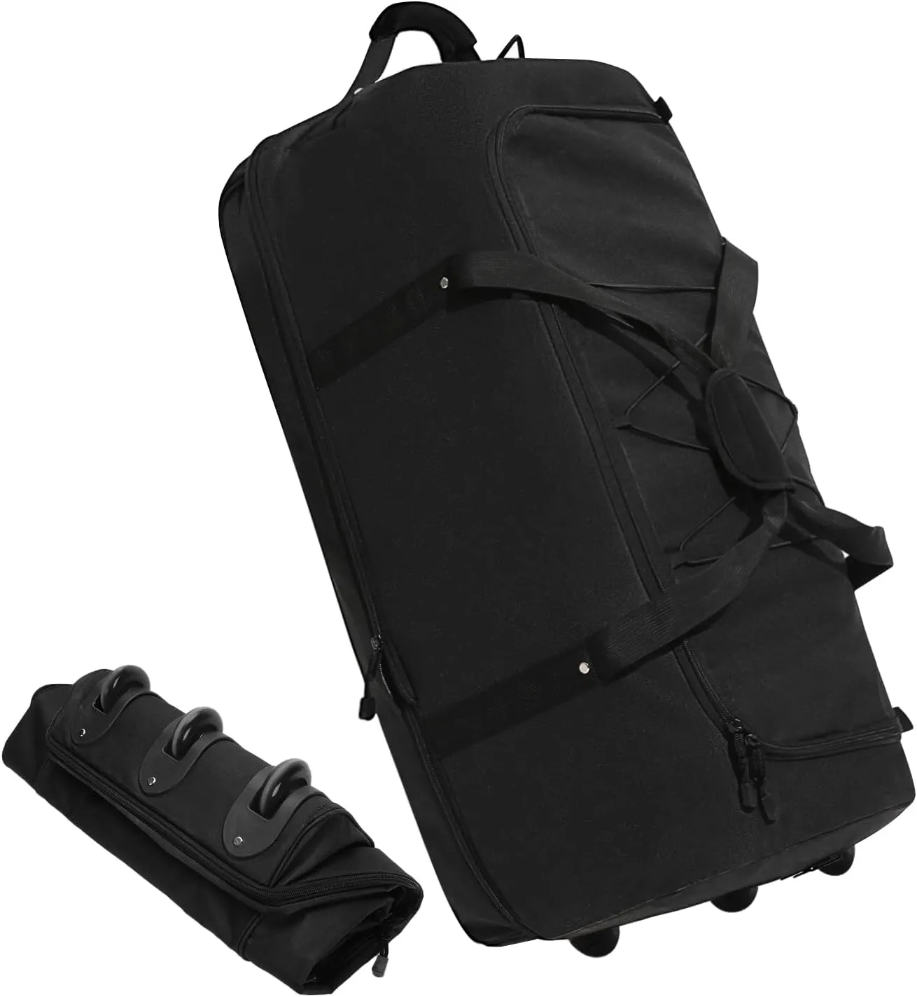 Vomgomfom 75L/100L/110L/140L 25"/31.5" Expandable Duffle Bag with 2 Wheels,Foldable Travel Duffel Bag with Large Convertible Compartment Pocket