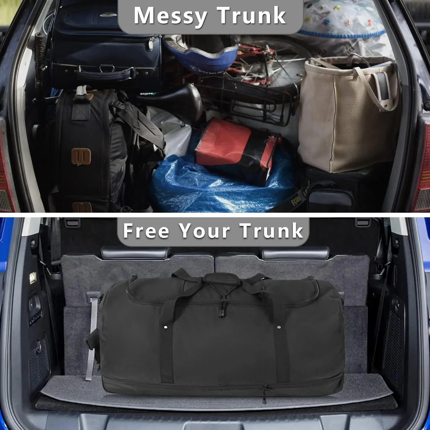 Vomgomfom 75L/100L/110L/140L 25"/31.5" Expandable Duffle Bag with 2 Wheels,Foldable Travel Duffel Bag with Large Convertible Compartment Pocket