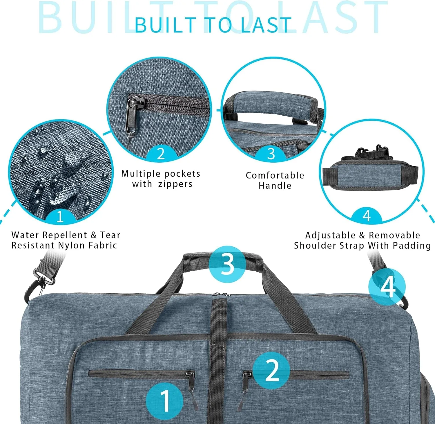 Vomgomfom Travel Duffle Bag for Men, 65L 85L 115L Foldable Travel Duffel Bag with Shoes Compartment Overnight Bag for Men Women