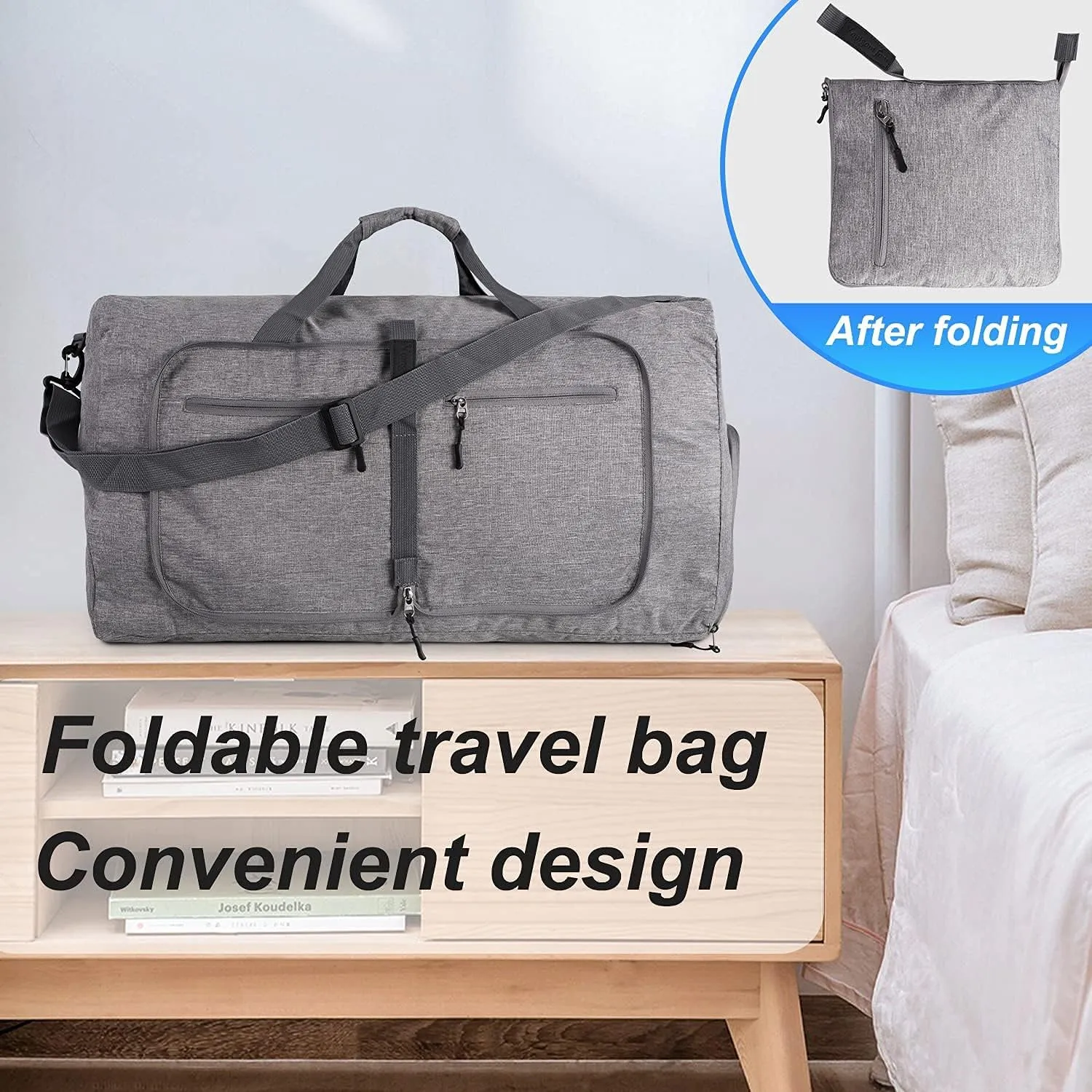 Vomgomfom Travel Duffle Bag for Men, 65L 85L 115L Foldable Travel Duffel Bag with Shoes Compartment Overnight Bag for Men Women