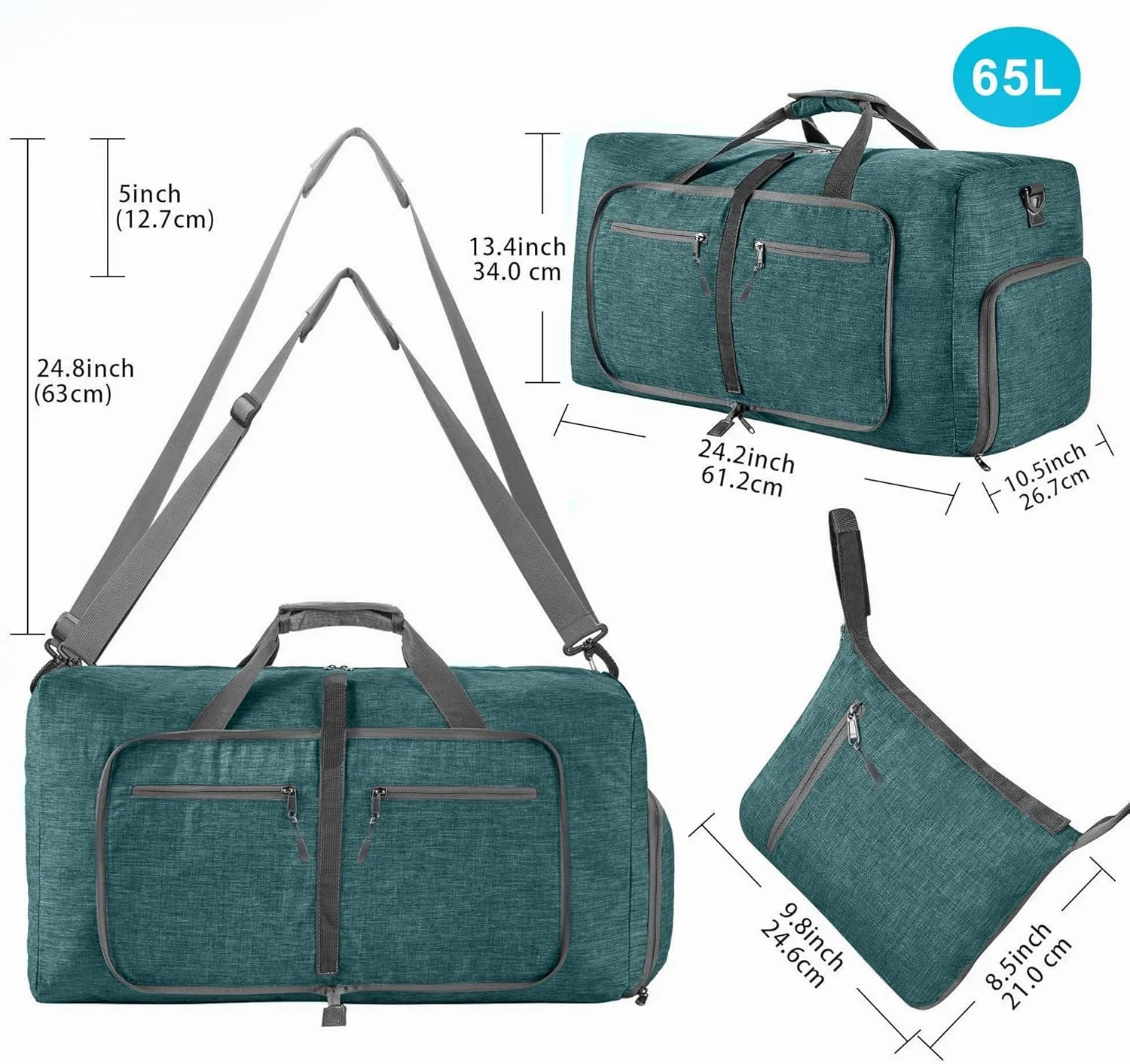 Vomgomfom Travel Duffle Bag for Men, 65L 85L 115L Foldable Travel Duffel Bag with Shoes Compartment Overnight Bag for Men Women