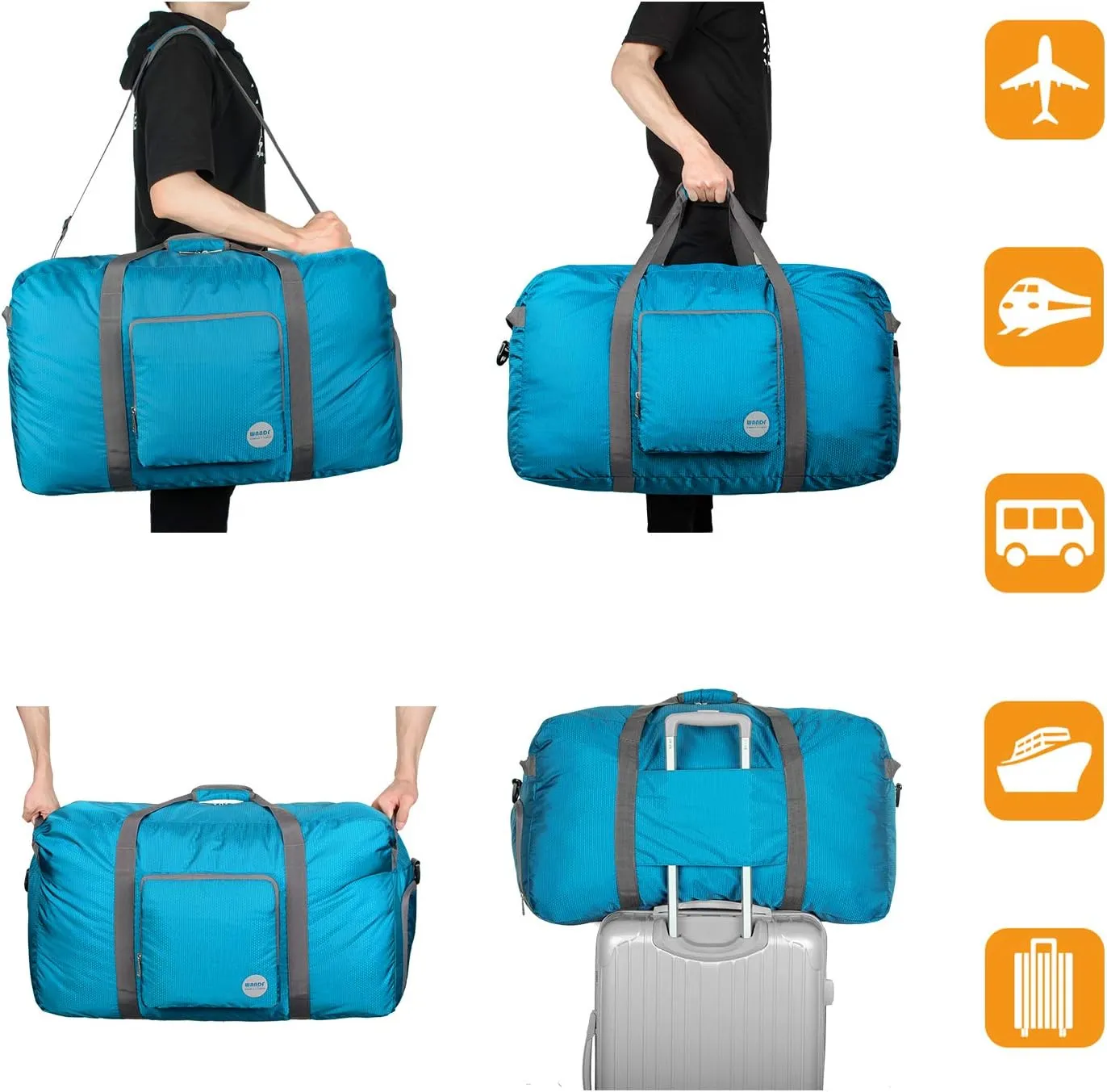 WANDF Foldable Travel Duffel Bag 60-120L Duffle Carry on for Women and Men