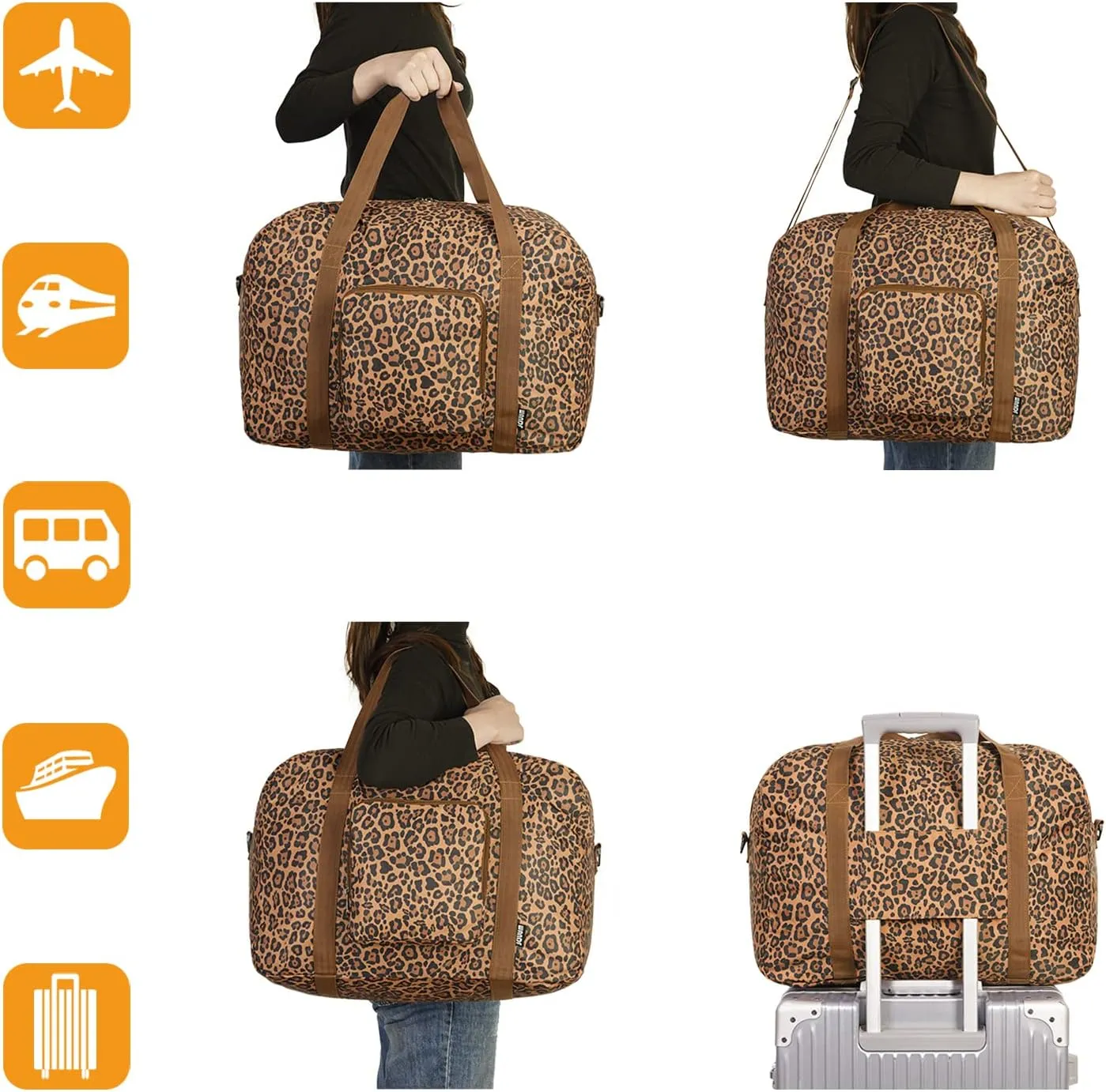 WANDF For Spirit Airlines Personal Item Bag 18x14x8 Foldable Travel Duffel Carry on Weekender Overnight for Women Men