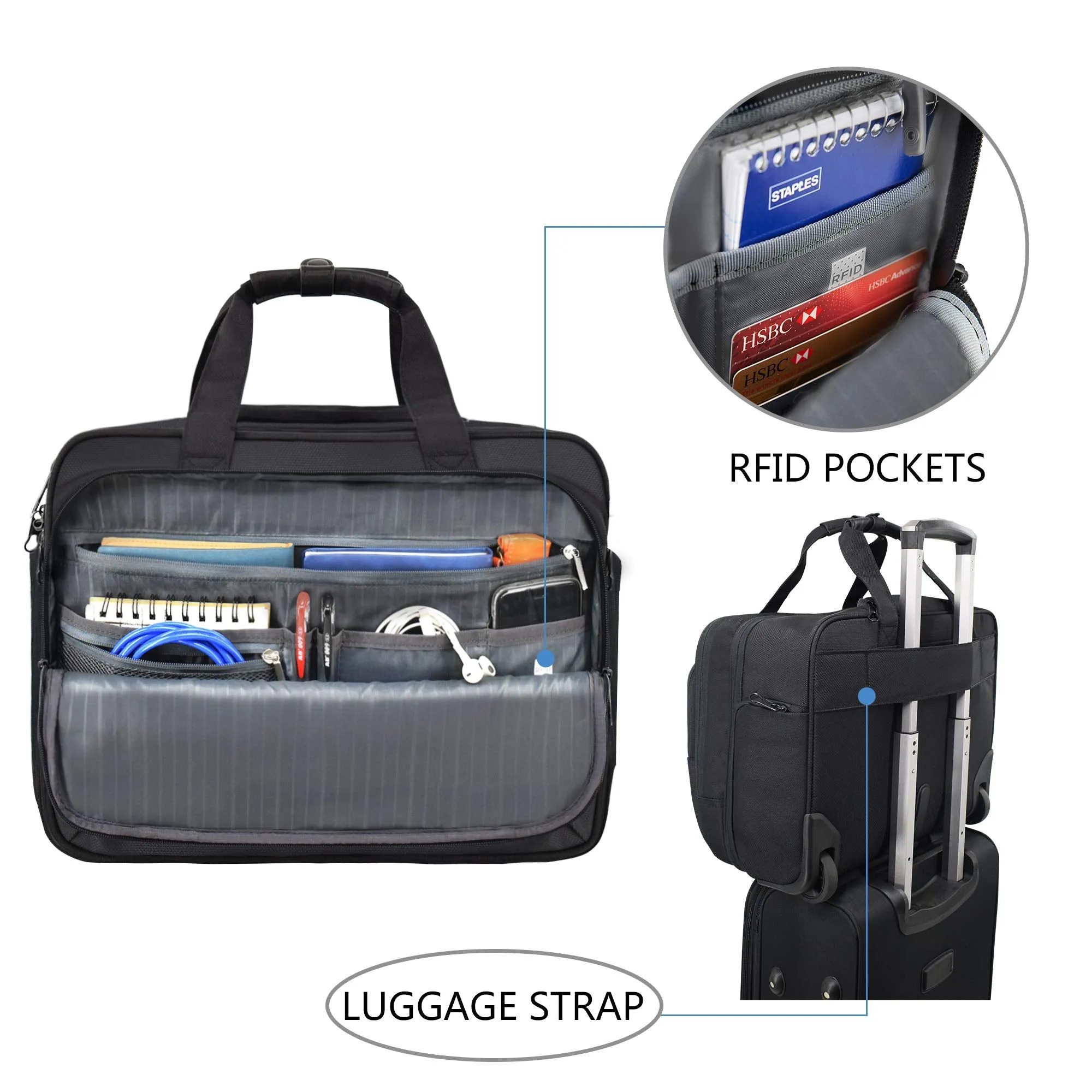 Water Resistant Rolling MacBook Briefcase