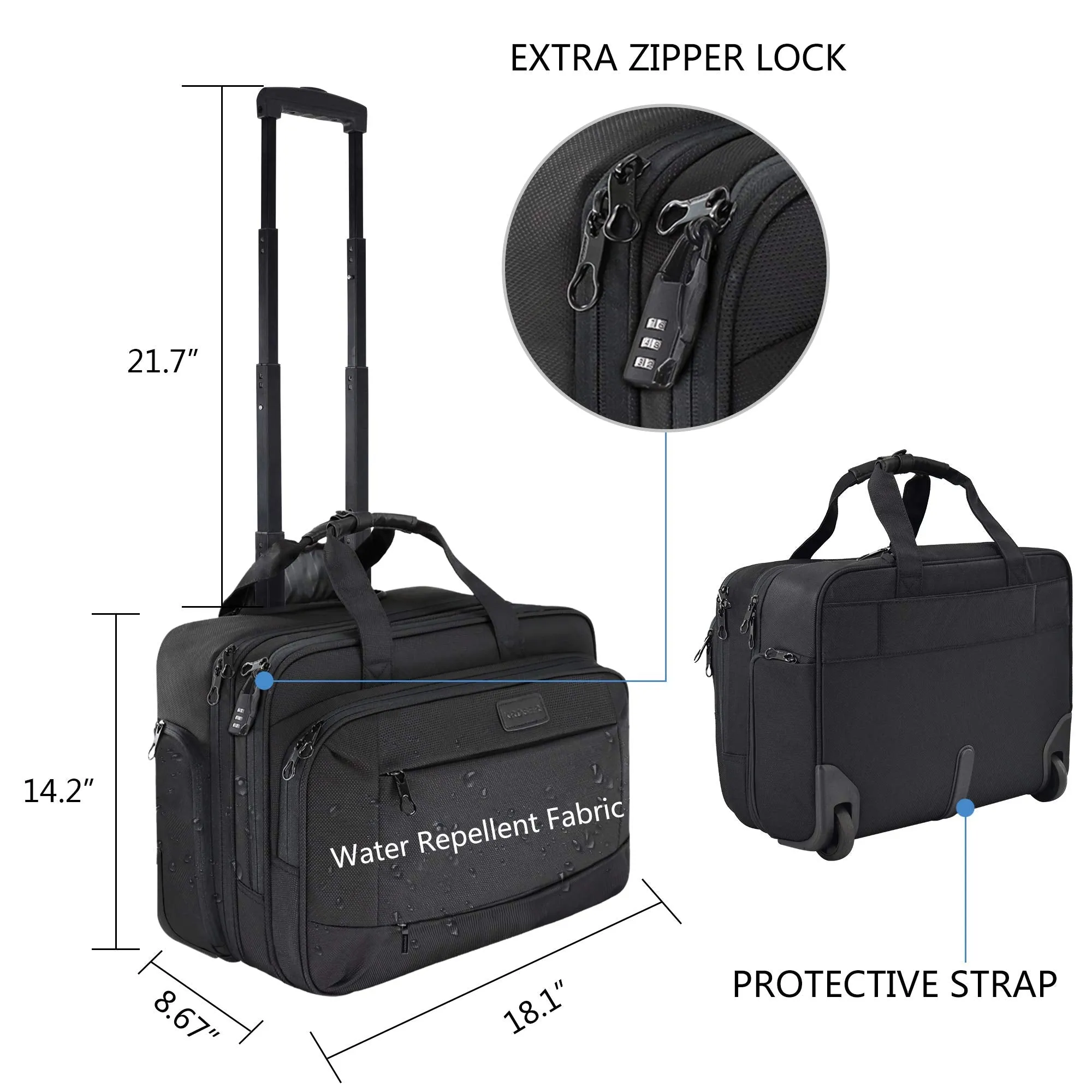 Water Resistant Rolling MacBook Briefcase
