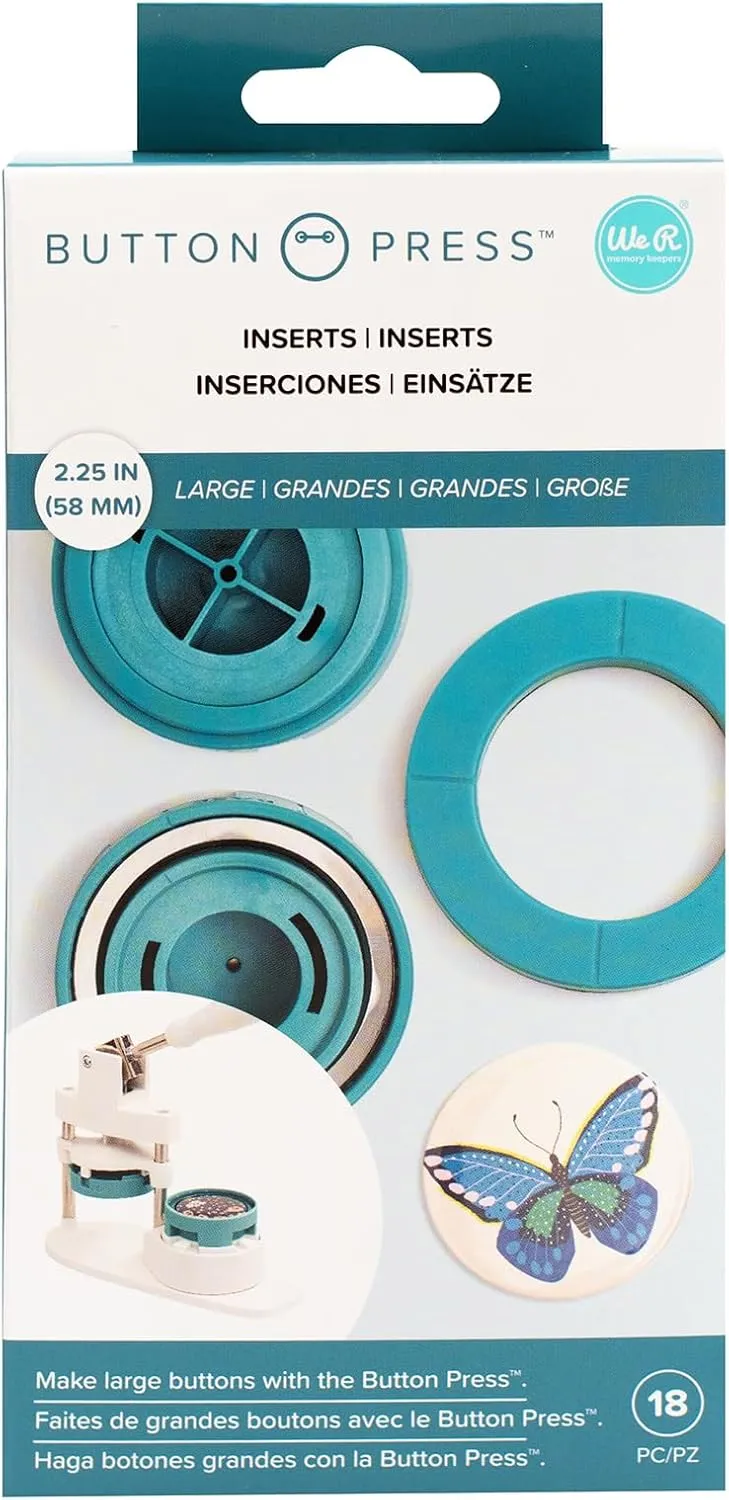 We R Memory Keepers Button Press Insert Circle Large, Makes 58mm DIY Buttons, Perfect for Backpacks, Purses, Bags, and More, Use with Favorite Fabrics, Papers, Stickers, Crafting, Scrapbooking