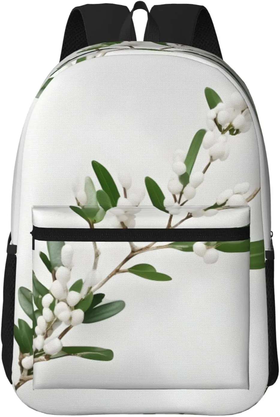 White Wild Green Twig Travel Laptops Backpack For Women Men,Casual Work Bag 17inch Backpacks For Hiking Business