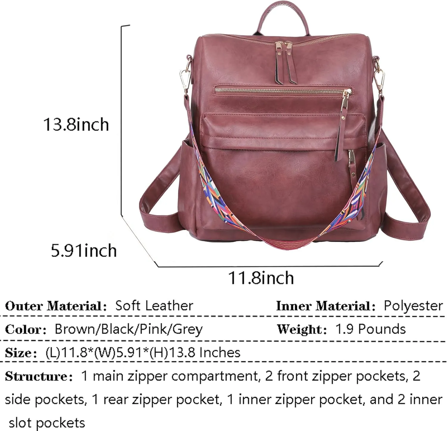 Women's Fashion Backpack Purse for Women Leather Multipurpose Design Ladies Shoulder Bag Travel bag Satchel Handbags