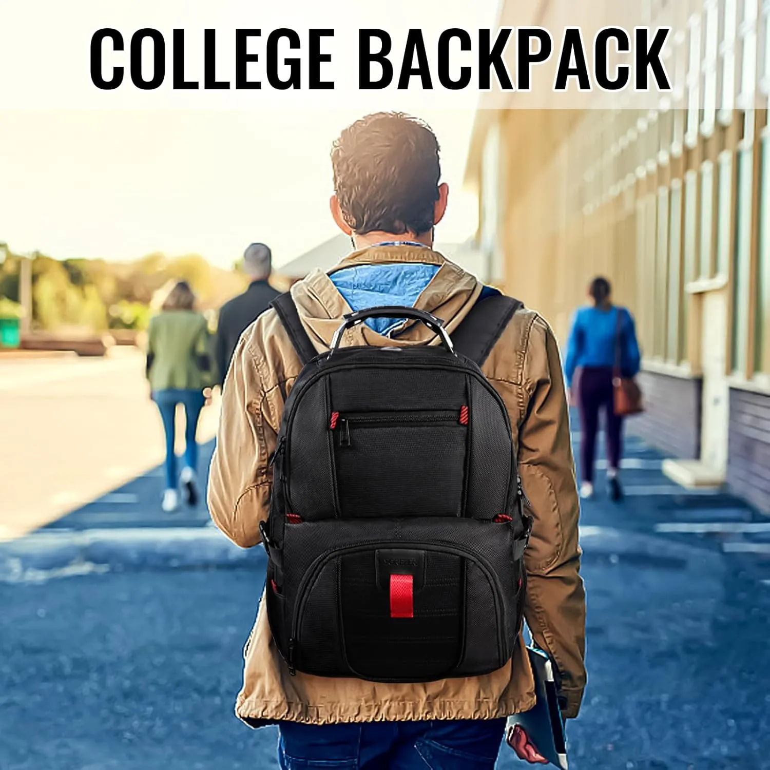 YOREPEK Travel Backpack, Extra Large 50L Laptop Backpacks for Men Women, Water Resistant College Backpacks Airline Approved Business Work Bag with USB Charging Port Fits 17 Inch Computer, Black