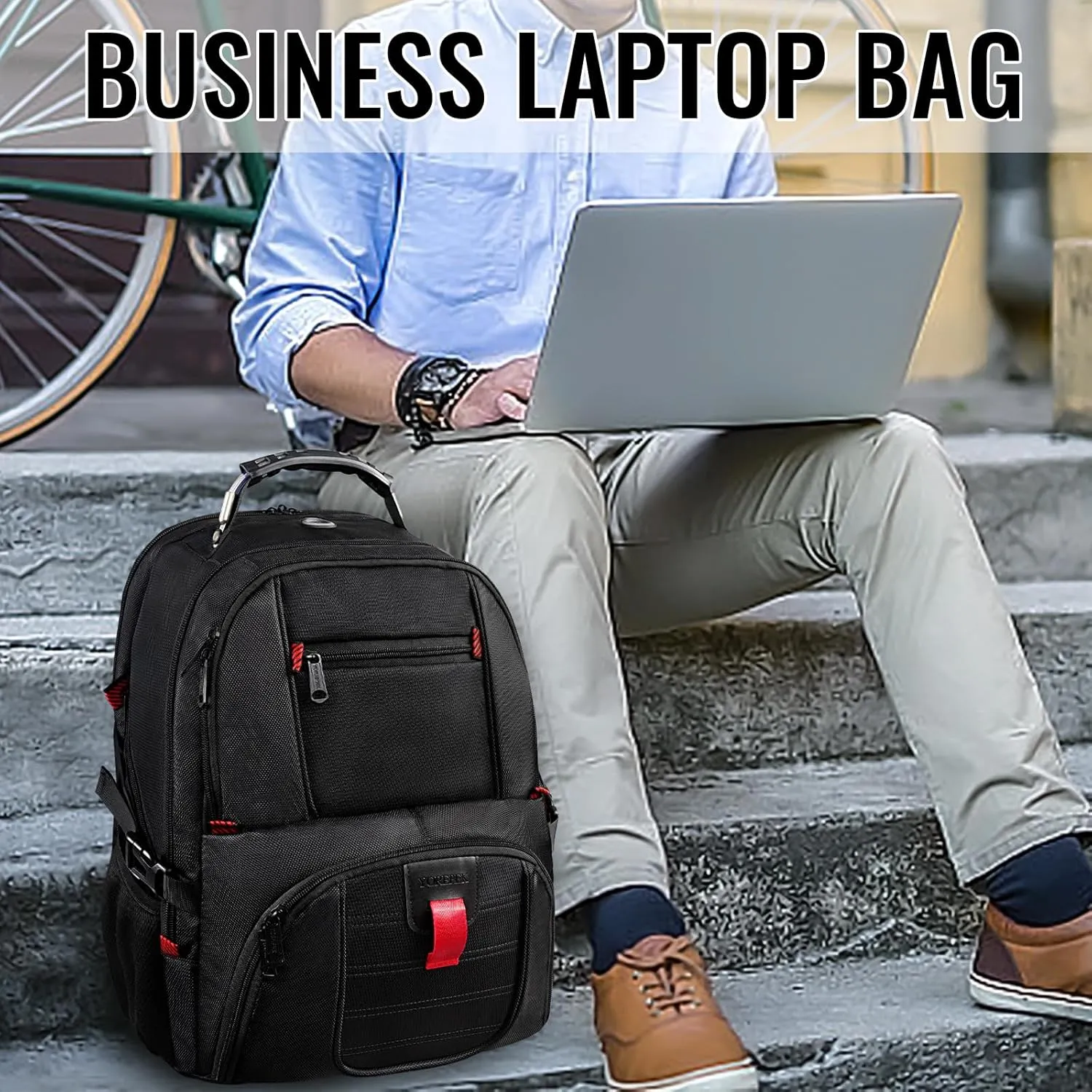 YOREPEK Travel Backpack, Extra Large 50L Laptop Backpacks for Men Women, Water Resistant College Backpacks Airline Approved Business Work Bag with USB Charging Port Fits 17 Inch Computer, Black