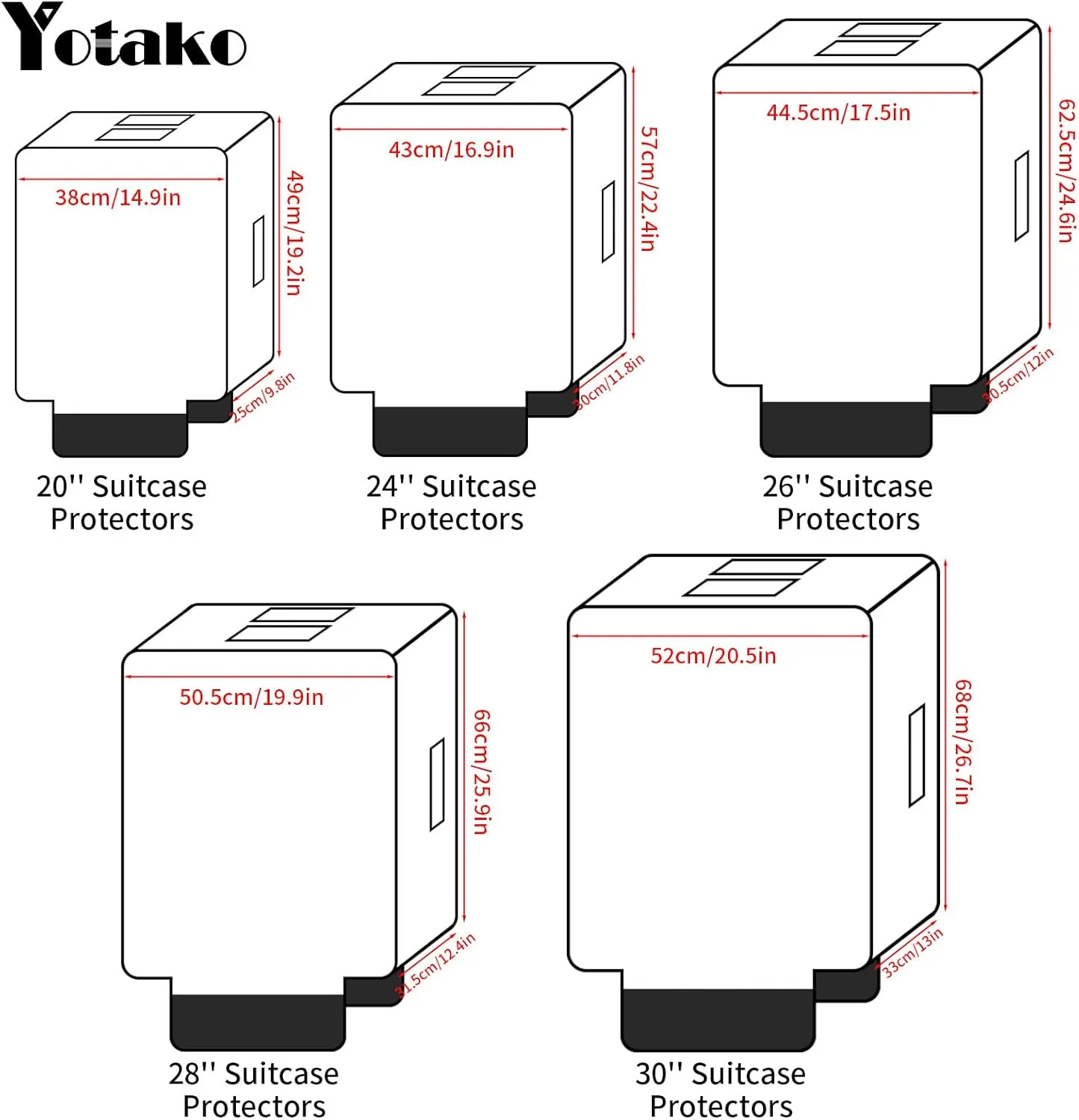 Yotako Clear PVC Suitcase Cover Protectors 20 Inch Luggage Cover for Wheeled Suitcase 20''