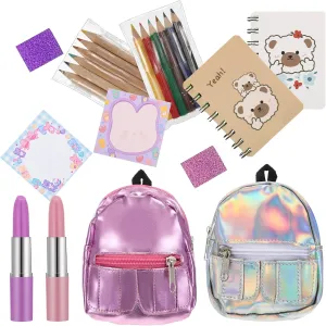 Zhanmai Mini Doll Backpack with 10 Stationery Surprises Inside, Pink, Unisex