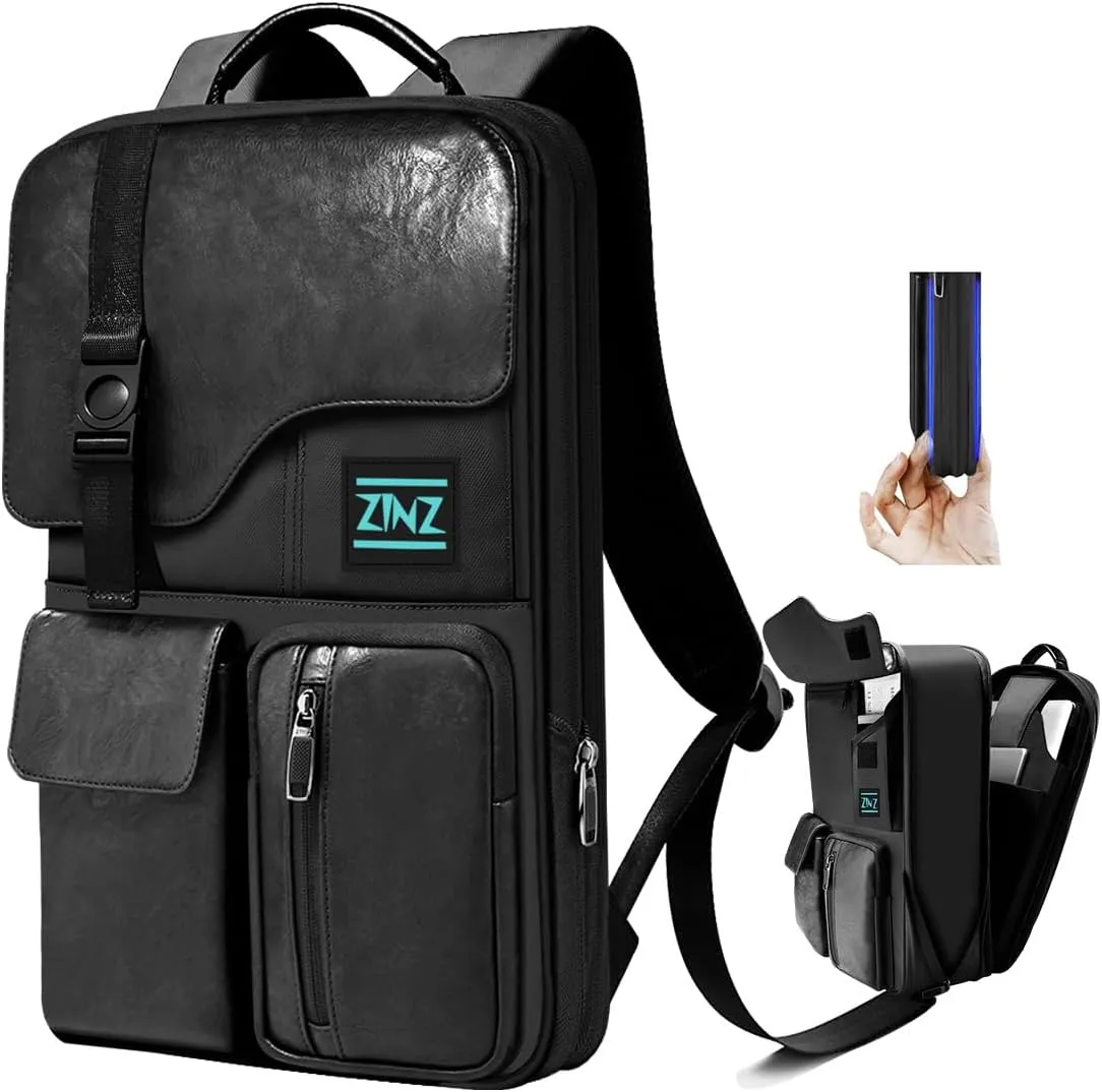 ZINZ Slim & Expandable Laptop Backpack 15.6 Inch Business Backpack with USB Port, Waterproof Anti-Theft Travel Backpack Daypack for Men and Women -Black
